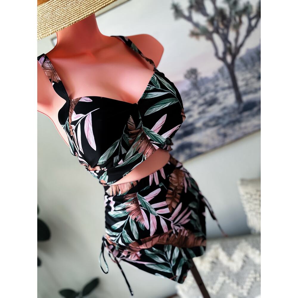 Under the Swaying Palm Trees 2pc Bandeau + swim shorts swimsuit
